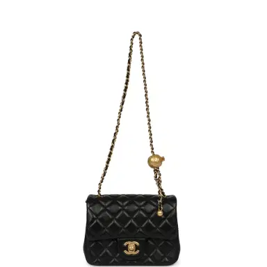 Chanel Chanel Mini Square Pearl Crush Flap Bag Black Lambskin Antique Gold Hardware | Thumbnail 7 Chanel Chanel Mini Square Pearl Crush Flap Bag Black Lambskin Antique Gold Hardware | Thumbnail 7