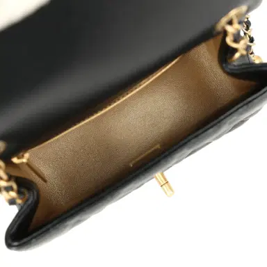 Chanel Chanel Mini Square Pearl Crush Flap Bag Black Lambskin Antique Gold Hardware | Thumbnail 9 Chanel Chanel Mini Square Pearl Crush Flap Bag Black Lambskin Antique Gold Hardware | Thumbnail 9