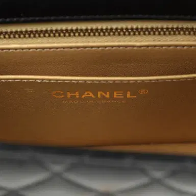 Chanel Chanel Mini Square Pearl Crush Flap Bag Black Lambskin Antique Gold Hardware | Thumbnail 10 Chanel Chanel Mini Square Pearl Crush Flap Bag Black Lambskin Antique Gold Hardware | Thumbnail 10