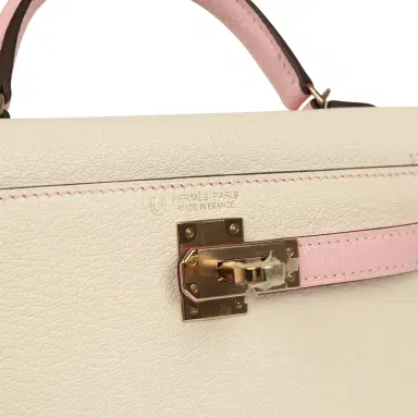 HERMÈS Hermes Special Order (HSS) Kelly Sellier 20 Craie, Rose Sakura Chevre Mysore Permabrass Hardware | Thumbnail 7 HERMÈS Hermes Special Order (HSS) Kelly Sellier 20 Craie, Rose Sakura Chevre Mysore Permabrass Hardware | Thumbnail 7