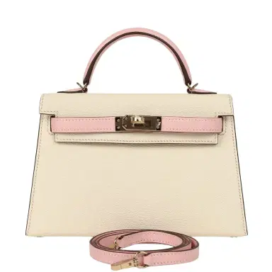 HERMÈS Hermes Special Order (HSS) Kelly Sellier 20 Craie, Rose Sakura Chevre Mysore Permabrass Hardware | Thumbnail 1 HERMÈS Hermes Special Order (HSS) Kelly Sellier 20 Craie, Rose Sakura Chevre Mysore Permabrass Hardware | Thumbnail 1