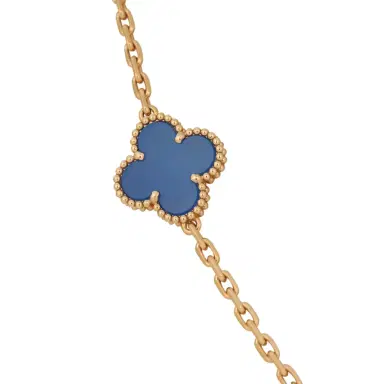 Van Cleef & Arpels Van Cleef & Arpels Vintage Alhambra 10 Motif Necklace Blue Agate 18K Yellow Gold | Thumbnail 3 Van Cleef & Arpels Van Cleef & Arpels Vintage Alhambra 10 Motif Necklace Blue Agate 18K Yellow Gold | Thumbnail 3