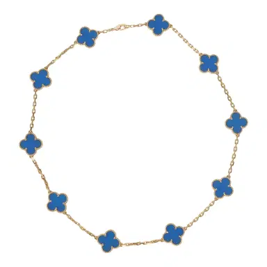 Van Cleef & Arpels Van Cleef & Arpels Vintage Alhambra 10 Motif Necklace Blue Agate 18K Yellow Gold | Thumbnail 5 Van Cleef & Arpels Van Cleef & Arpels Vintage Alhambra 10 Motif Necklace Blue Agate 18K Yellow Gold | Thumbnail 5