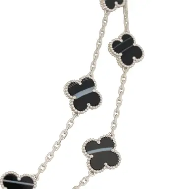 Van Cleef & Arpels Van Cleef & Arpels Vintage Alhambra 20 Motif Long Necklace Veined Onyx 18K White Gold | Thumbnail 2 Van Cleef & Arpels Van Cleef & Arpels Vintage Alhambra 20 Motif Long Necklace Veined Onyx 18K White Gold | Thumbnail 2