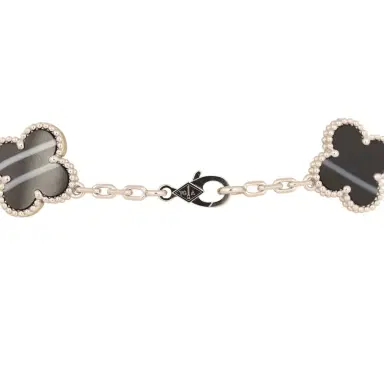 Van Cleef & Arpels Van Cleef & Arpels Vintage Alhambra 20 Motif Long Necklace Veined Onyx 18K White Gold | Thumbnail 4 Van Cleef & Arpels Van Cleef & Arpels Vintage Alhambra 20 Motif Long Necklace Veined Onyx 18K White Gold | Thumbnail 4