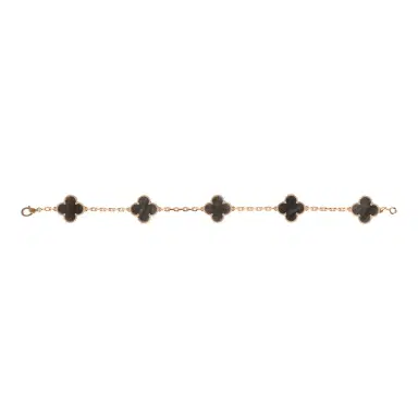 Van Cleef & Arpels Van Cleef & Arpels Vintage Alhambra 5 Motif Bracelet Silver Obsidian 18K Rose Gold | Thumbnail 2 Van Cleef & Arpels Van Cleef & Arpels Vintage Alhambra 5 Motif Bracelet Silver Obsidian 18K Rose Gold | Thumbnail 2