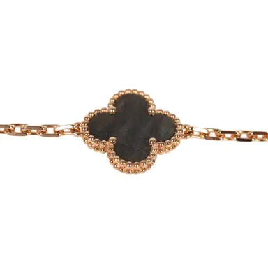 Van Cleef & Arpels Van Cleef & Arpels Vintage Alhambra 5 Motif Bracelet Silver Obsidian 18K Rose Gold | Thumbnail 3 Van Cleef & Arpels Van Cleef & Arpels Vintage Alhambra 5 Motif Bracelet Silver Obsidian 18K Rose Gold | Thumbnail 3