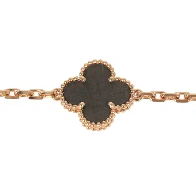 Van Cleef & Arpels Van Cleef & Arpels Vintage Alhambra 5 Motif Bracelet Silver Obsidian 18K Rose Gold | Thumbnail 3 Van Cleef & Arpels Van Cleef & Arpels Vintage Alhambra 5 Motif Bracelet Silver Obsidian 18K Rose Gold | Thumbnail 3
