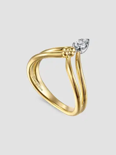 Gabriel & Co Women's Bujukan 14K Yellow & White Gold & 0.15 TCW Diamond Chevron Ring | Thumbnail 3 Gabriel & Co Women's Bujukan 14K Yellow & White Gold & 0.15 TCW Diamond Chevron Ring | Thumbnail 3