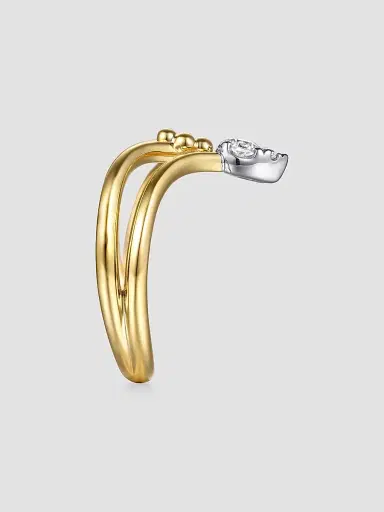 Gabriel & Co Women's Bujukan 14K Yellow & White Gold & 0.15 TCW Diamond Chevron Ring | Thumbnail 4 Gabriel & Co Women's Bujukan 14K Yellow & White Gold & 0.15 TCW Diamond Chevron Ring | Thumbnail 4