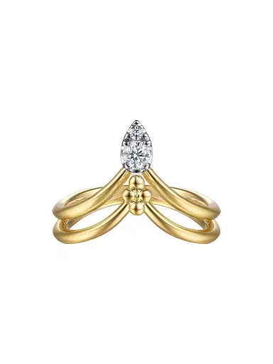 Gabriel & Co Women's Bujukan 14K Yellow & White Gold & 0.15 TCW Diamond Chevron Ring | Thumbnail 1 Gabriel & Co Women's Bujukan 14K Yellow & White Gold & 0.15 TCW Diamond Chevron Ring | Thumbnail 1
