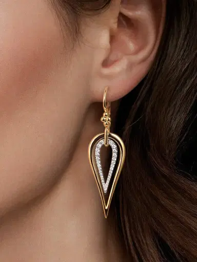 Gabriel & Co Women's Bujukan 14K White & Yellow Gold & 0.75 TCW Diamond Teardrop Earrings | Thumbnail 2 Gabriel & Co Women's Bujukan 14K White & Yellow Gold & 0.75 TCW Diamond Teardrop Earrings | Thumbnail 2