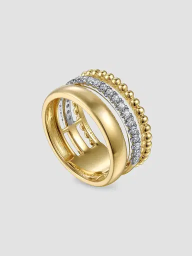 Gabriel & Co Women's Bujukan 14K White & Yellow Gold & 0.35 TCW Diamond Stacking Ring | Thumbnail 3 Gabriel & Co Women's Bujukan 14K White & Yellow Gold & 0.35 TCW Diamond Stacking Ring | Thumbnail 3