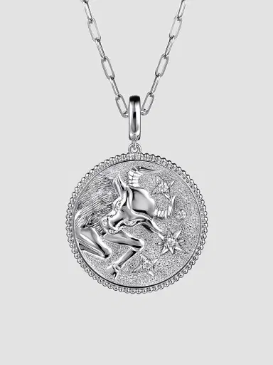 Gabriel & Co Women's Bujukan Sterling Silver & White Sapphire Taurus Medallion Pendant With Detachable Bail | Thumbnail 5 Gabriel & Co Women's Bujukan Sterling Silver & White Sapphire Taurus Medallion Pendant With Detachable Bail | Thumbnail 5