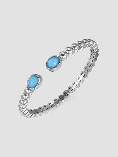 Gabriel & Co Women's Bujukan Sterling Silver Rock Crystal & Turquoise Bangle | Thumbnail 3 Gabriel & Co Women's Bujukan Sterling Silver Rock Crystal & Turquoise Bangle | Thumbnail 3