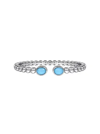 Gabriel & Co Women's Bujukan Sterling Silver Rock Crystal & Turquoise Bangle | Thumbnail 1 Gabriel & Co Women's Bujukan Sterling Silver Rock Crystal & Turquoise Bangle | Thumbnail 1