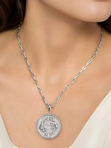 Gabriel & Co Women's Bujukan Sterling Silver & White Sapphire Pisces Medallion Pendant | Thumbnail 2 Gabriel & Co Women's Bujukan Sterling Silver & White Sapphire Pisces Medallion Pendant | Thumbnail 2