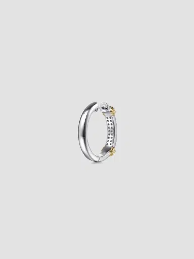 Gabriel & Co Women's Bujukan Sterling Silver, 14K Yellow Gold & White Sapphire Hoop Earrings | Thumbnail 3 Gabriel & Co Women's Bujukan Sterling Silver, 14K Yellow Gold & White Sapphire Hoop Earrings | Thumbnail 3