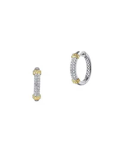 Gabriel & Co Women's Bujukan Sterling Silver, 14K Yellow Gold & White Sapphire Hoop Earrings | Thumbnail 1 Gabriel & Co Women's Bujukan Sterling Silver, 14K Yellow Gold & White Sapphire Hoop Earrings | Thumbnail 1