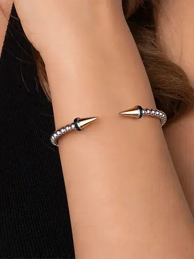 Gabriel & Co Women's Bujukan Sterling Sliver, 14K Yellow Gold & Black Spinel Punk Bangle | Thumbnail 2 Gabriel & Co Women's Bujukan Sterling Sliver, 14K Yellow Gold & Black Spinel Punk Bangle | Thumbnail 2