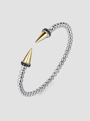 Gabriel & Co Women's Bujukan Sterling Sliver, 14K Yellow Gold & Black Spinel Punk Bangle | Thumbnail 3 Gabriel & Co Women's Bujukan Sterling Sliver, 14K Yellow Gold & Black Spinel Punk Bangle | Thumbnail 3