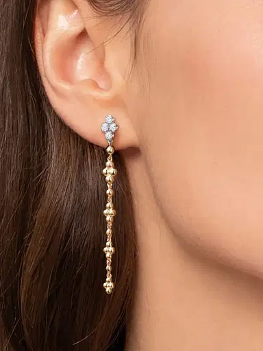 Gabriel & Co Women's Bujukan 14K White & Yellow Gold & 0.32 TCW Diamond Drop Earrings | Thumbnail 2 Gabriel & Co Women's Bujukan 14K White & Yellow Gold & 0.32 TCW Diamond Drop Earrings | Thumbnail 2