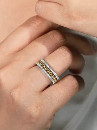 Gabriel & Co Women's Bujukan 14K White & Yellow Gold & 0.40 TCW Diamond Wide Band Ring | Thumbnail 2 Gabriel & Co Women's Bujukan 14K White & Yellow Gold & 0.40 TCW Diamond Wide Band Ring | Thumbnail 2