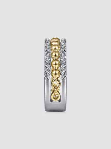 Gabriel & Co Women's Bujukan 14K White & Yellow Gold & 0.40 TCW Diamond Wide Band Ring | Thumbnail 4 Gabriel & Co Women's Bujukan 14K White & Yellow Gold & 0.40 TCW Diamond Wide Band Ring | Thumbnail 4