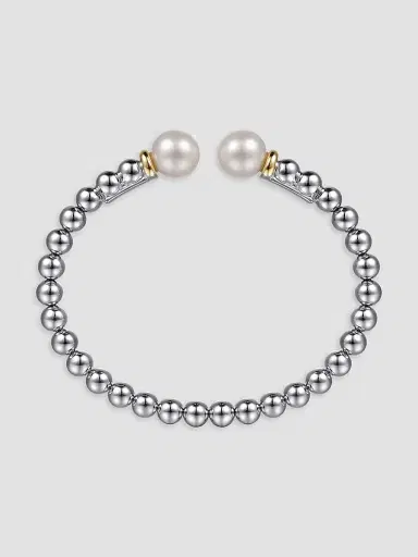 Gabriel & Co Women's Bujukan Sterling Silver, 14K Yellow Gold & Cultured Freshwater Pearl Bangle | Thumbnail 4 Gabriel & Co Women's Bujukan Sterling Silver, 14K Yellow Gold & Cultured Freshwater Pearl Bangle | Thumbnail 4
