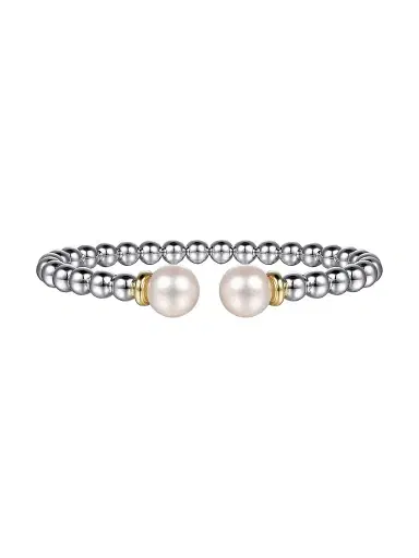 Gabriel & Co Women's Bujukan Sterling Silver, 14K Yellow Gold & Cultured Freshwater Pearl Bangle | Thumbnail 1 Gabriel & Co Women's Bujukan Sterling Silver, 14K Yellow Gold & Cultured Freshwater Pearl Bangle | Thumbnail 1