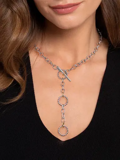 Gabriel & Co Women's Bujukan Sterling Silver & 14K Yellow Gold Link Necklace | Thumbnail 2 Gabriel & Co Women's Bujukan Sterling Silver & 14K Yellow Gold Link Necklace | Thumbnail 2