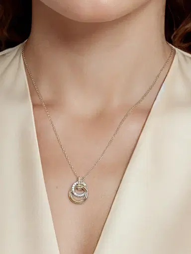 Gabriel & Co Women's Bujukan Two-Tone 14K Gold & 0.24 TCW Diamond Interlocking Pendant Necklace | Thumbnail 2 Gabriel & Co Women's Bujukan Two-Tone 14K Gold & 0.24 TCW Diamond Interlocking Pendant Necklace | Thumbnail 2