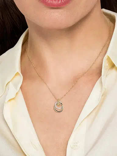 Gabriel & Co Women's Bujukan Two-Tone 14K Gold & 0.24 TCW Diamond Interlocking Pendant Necklace | Thumbnail 3 Gabriel & Co Women's Bujukan Two-Tone 14K Gold & 0.24 TCW Diamond Interlocking Pendant Necklace | Thumbnail 3