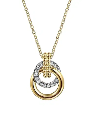 Gabriel & Co Women's Bujukan Two-Tone 14K Gold & 0.24 TCW Diamond Interlocking Pendant Necklace | Thumbnail 1 Gabriel & Co Women's Bujukan Two-Tone 14K Gold & 0.24 TCW Diamond Interlocking Pendant Necklace | Thumbnail 1