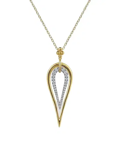 Gabriel & Co Women's Bujukan Two-Tone 14K Gold & 1.10 TCW Diamond Teardrop Pendant Necklace | Thumbnail 1 Gabriel & Co Women's Bujukan Two-Tone 14K Gold & 1.10 TCW Diamond Teardrop Pendant Necklace | Thumbnail 1