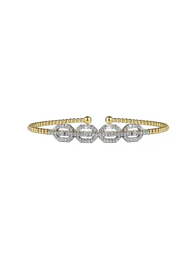 Gabriel & Co Women's Bujukan 14K Yellow Gold & 0.60 TCW Link Cuff Bracelet | Thumbnail 1 Gabriel & Co Women's Bujukan 14K Yellow Gold & 0.60 TCW Link Cuff Bracelet | Thumbnail 1