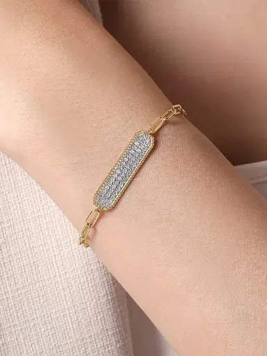 Gabriel & Co Women's Bujukan 14K Yellow Gold 0.6 TCW Diamond Bar Chain Bracelet | Thumbnail 2 Gabriel & Co Women's Bujukan 14K Yellow Gold 0.6 TCW Diamond Bar Chain Bracelet | Thumbnail 2