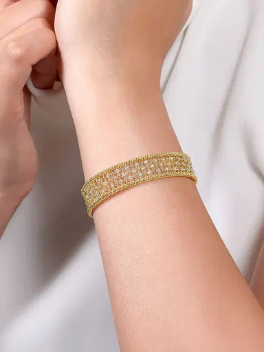 Gabriel & Co Women's Bujukan 14K Yellow Gold Wide Diamond Cage Cuff Bracelet | Thumbnail 2 Gabriel & Co Women's Bujukan 14K Yellow Gold Wide Diamond Cage Cuff Bracelet | Thumbnail 2