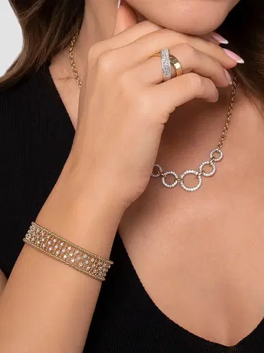 Gabriel & Co Women's Bujukan 14K Yellow Gold Wide Diamond Cage Cuff Bracelet | Thumbnail 5 Gabriel & Co Women's Bujukan 14K Yellow Gold Wide Diamond Cage Cuff Bracelet | Thumbnail 5