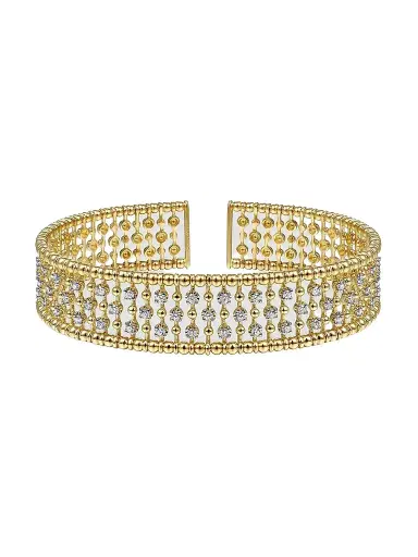 Gabriel & Co Women's Bujukan 14K Yellow Gold Wide Diamond Cage Cuff Bracelet | Thumbnail 1 Gabriel & Co Women's Bujukan 14K Yellow Gold Wide Diamond Cage Cuff Bracelet | Thumbnail 1