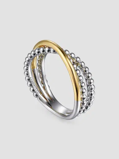 Gabriel & Co Women's Bujukan 14K White & Yellow Gold Crisscross Band Ring | Thumbnail 3 Gabriel & Co Women's Bujukan 14K White & Yellow Gold Crisscross Band Ring | Thumbnail 3