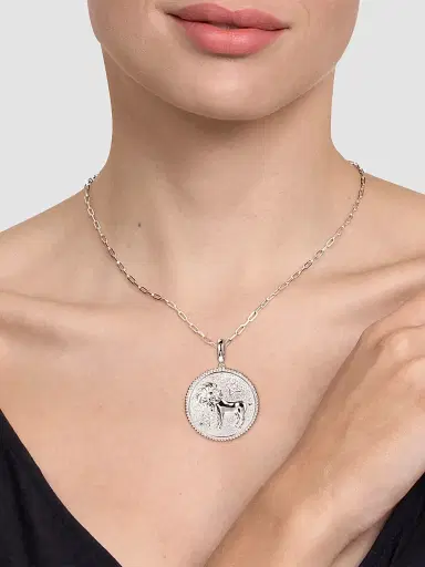 Gabriel & Co Women's Bujukan Sterling Silver & White Sapphire Aries Medallion Pendant | Thumbnail 2 Gabriel & Co Women's Bujukan Sterling Silver & White Sapphire Aries Medallion Pendant | Thumbnail 2