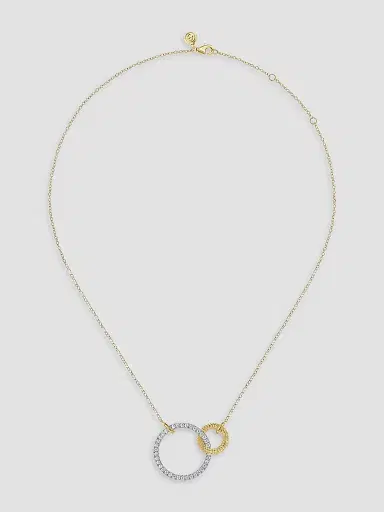 Gabriel & Co Women's Bujukan Two-Tone 14K Gold & 0.80 TCW Diamond Interlocking Pendant Necklace | Thumbnail 3 Gabriel & Co Women's Bujukan Two-Tone 14K Gold & 0.80 TCW Diamond Interlocking Pendant Necklace | Thumbnail 3