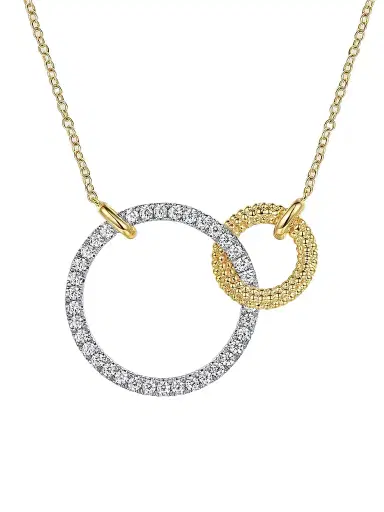 Gabriel & Co Women's Bujukan Two-Tone 14K Gold & 0.80 TCW Diamond Interlocking Pendant Necklace | Thumbnail 1 Gabriel & Co Women's Bujukan Two-Tone 14K Gold & 0.80 TCW Diamond Interlocking Pendant Necklace | Thumbnail 1