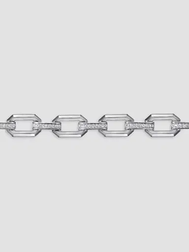Gabriel & Co Women's Contemporary Sterling Silver & White Sapphire Chain Bracelet | Thumbnail 4 Gabriel & Co Women's Contemporary Sterling Silver & White Sapphire Chain Bracelet | Thumbnail 4