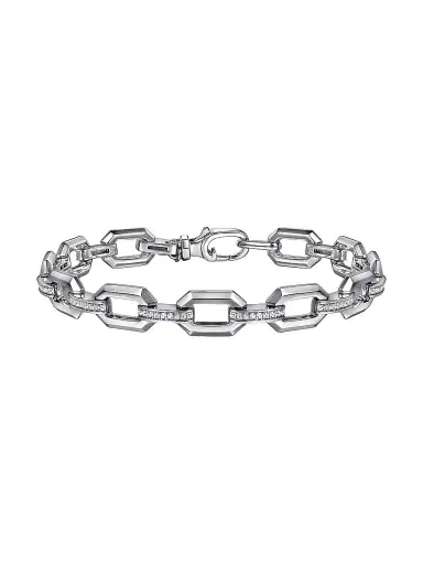 Gabriel & Co Women's Contemporary Sterling Silver & White Sapphire Chain Bracelet | Thumbnail 1 Gabriel & Co Women's Contemporary Sterling Silver & White Sapphire Chain Bracelet | Thumbnail 1