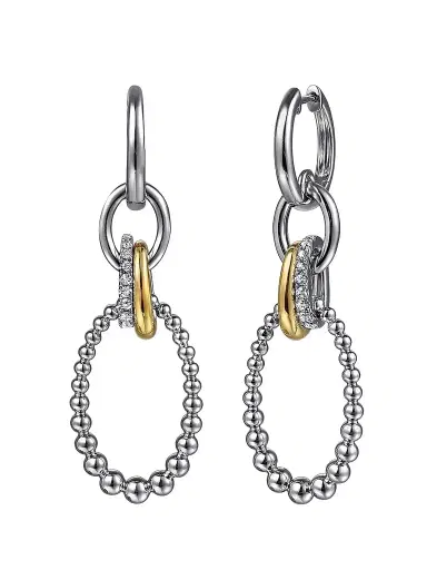 Gabriel & Co Women's Bujukan Sterling Silver, 14K Yellow Gold & White Sapphire Drop Earrings | Thumbnail 1 Gabriel & Co Women's Bujukan Sterling Silver, 14K Yellow Gold & White Sapphire Drop Earrings | Thumbnail 1