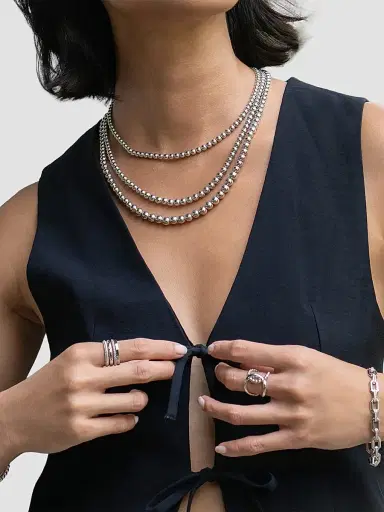 Gabriel & Co Women's Bujukan Sterling Silver Layered Necklace | Thumbnail 2 Gabriel & Co Women's Bujukan Sterling Silver Layered Necklace | Thumbnail 2