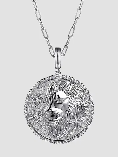 Gabriel & Co Women's Bujukan Leo Medallion Sterling Silver & White Sapphire Pendant | Thumbnail 5 Gabriel & Co Women's Bujukan Leo Medallion Sterling Silver & White Sapphire Pendant | Thumbnail 5