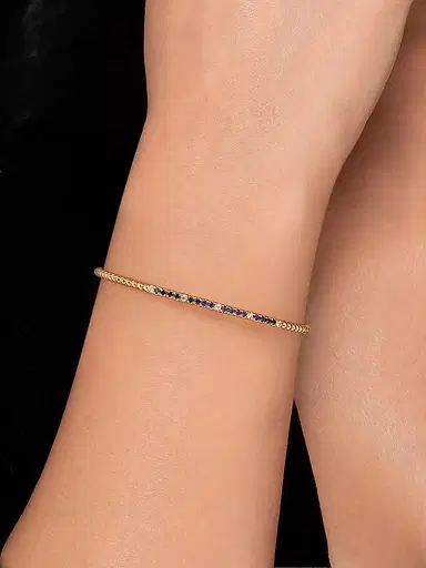 Gabriel & Co Women's Bujukan 14K Yellow Gold, Blue Sapphire & 0.09 TCW Diamond Cuff | Thumbnail 2 Gabriel & Co Women's Bujukan 14K Yellow Gold, Blue Sapphire & 0.09 TCW Diamond Cuff | Thumbnail 2